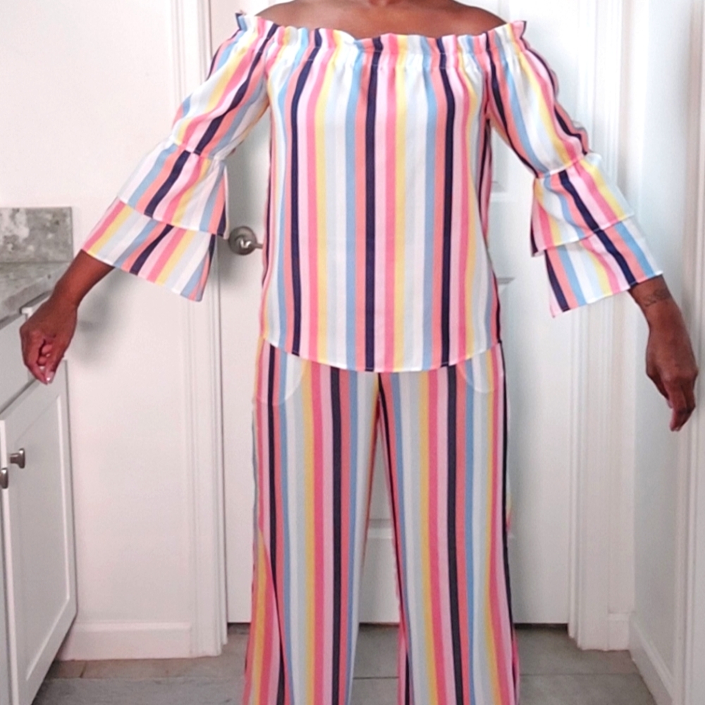 Striped Off-Shoulder 2 Piece